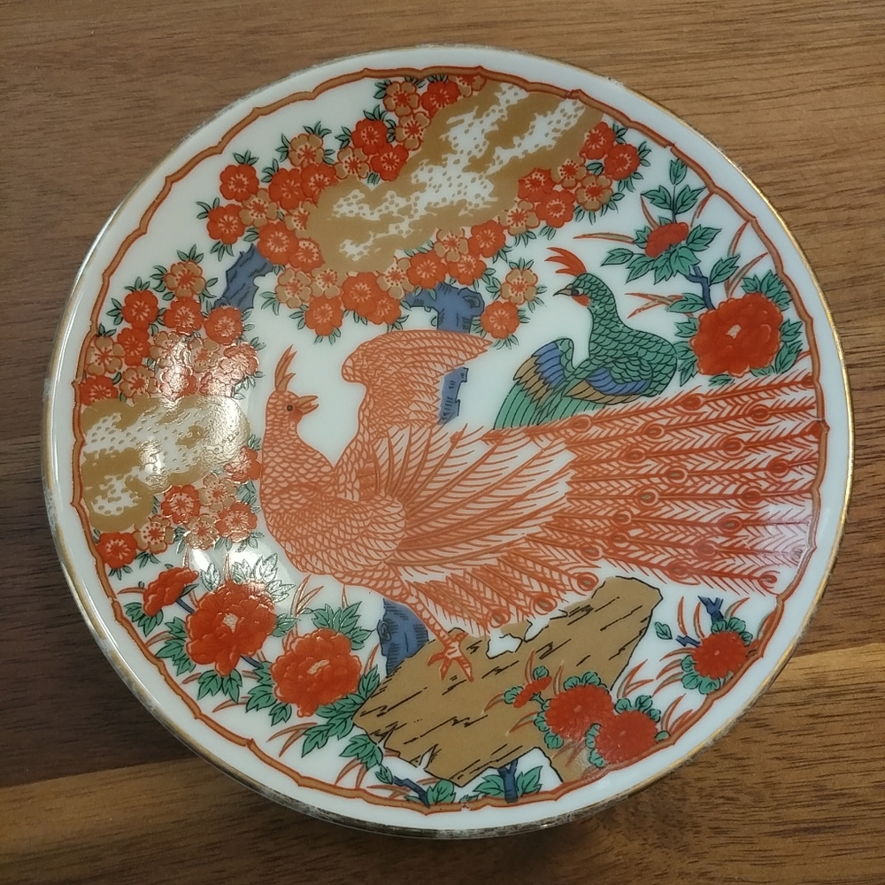 Vintage Arita Imari Peacock Japan Fine China 5" Small Plate Bird